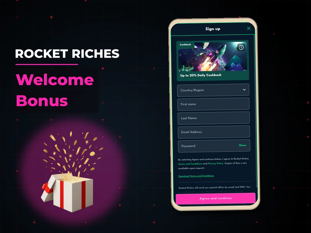 rocket riches - Welcome Bonus